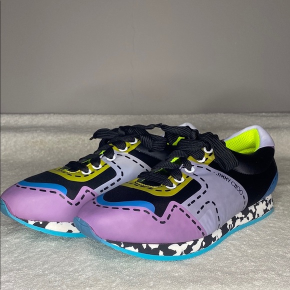 Jimmy Choo Multicolor Graphic Print Nylon Sneakers (EUR 41.5 / US 8.5) - Picture 1 of 9
